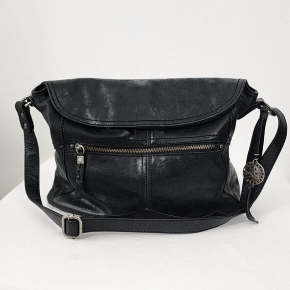 The Sak Black Leather Crossbody Adjustable Strap Rock Boho Grunge Costal Cowgirl - Picture 3 of 16